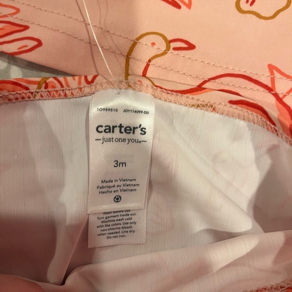 New Carter’s Baby Girl Pink Flamingo Swimsuit- Rash Guard and Bottoms - Size 3m - Picture 4 of 6